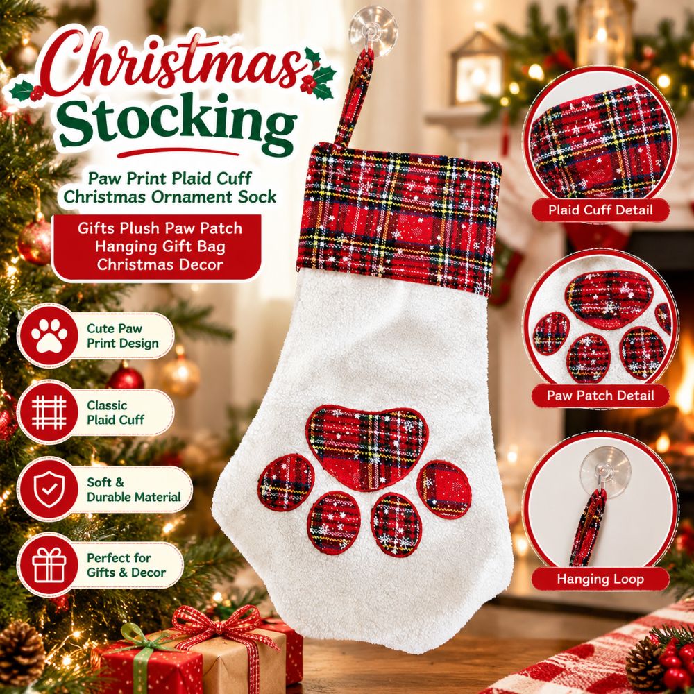Xmas Gifts Paw Print Christmas - đánh giá và giá Christmas Stocking Hanging